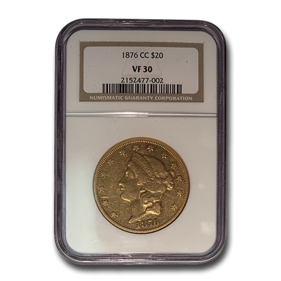 1876-CC $20 Liberty Gold Double Eagle VF-30 NGC 1876-CC $20 Liberty Gold Double Eagle VF-30 NGC